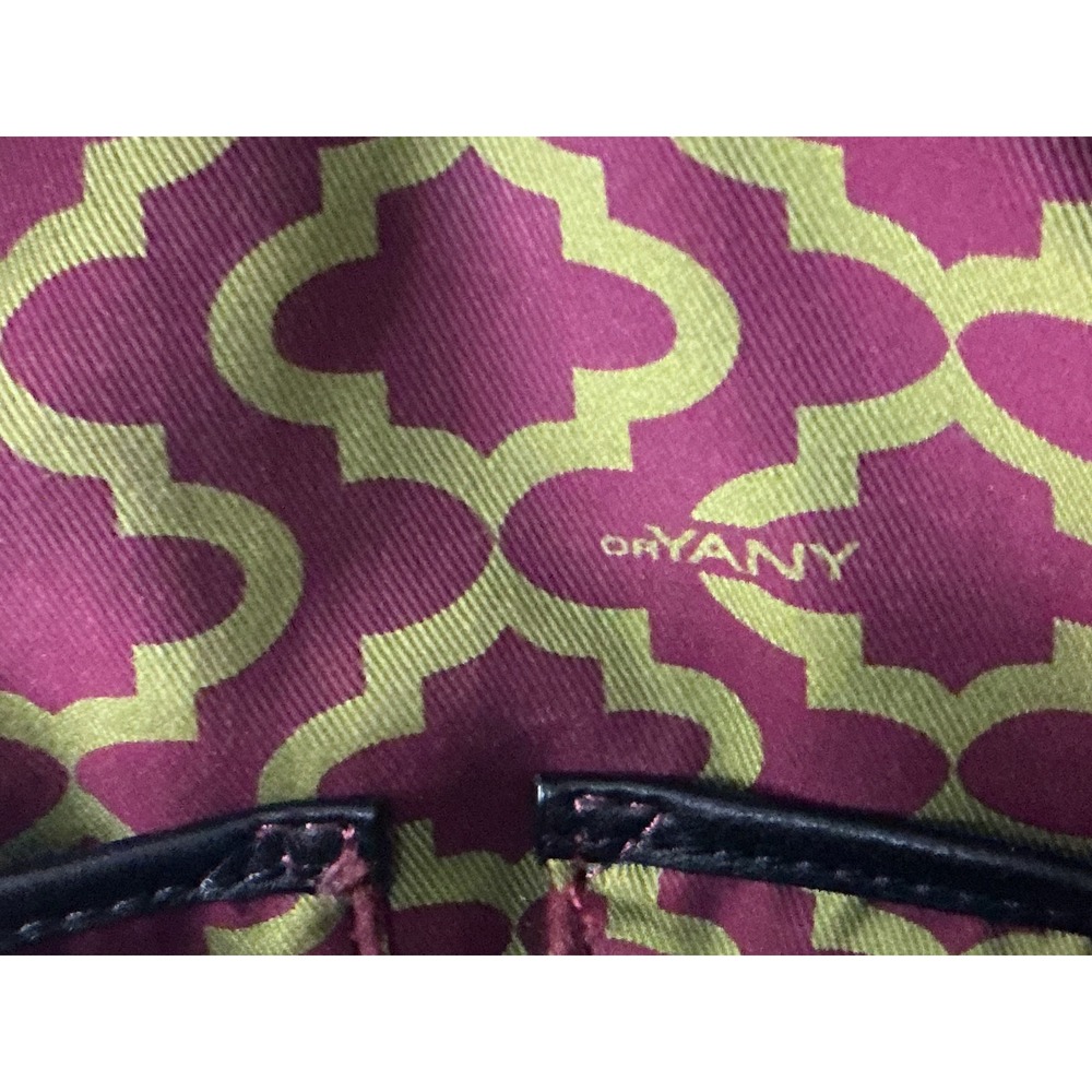 OrYANY Burgundy Cow Hair and Black Leather Studded Satchel Handbag Gold Hardware - Picture 7 of 10
